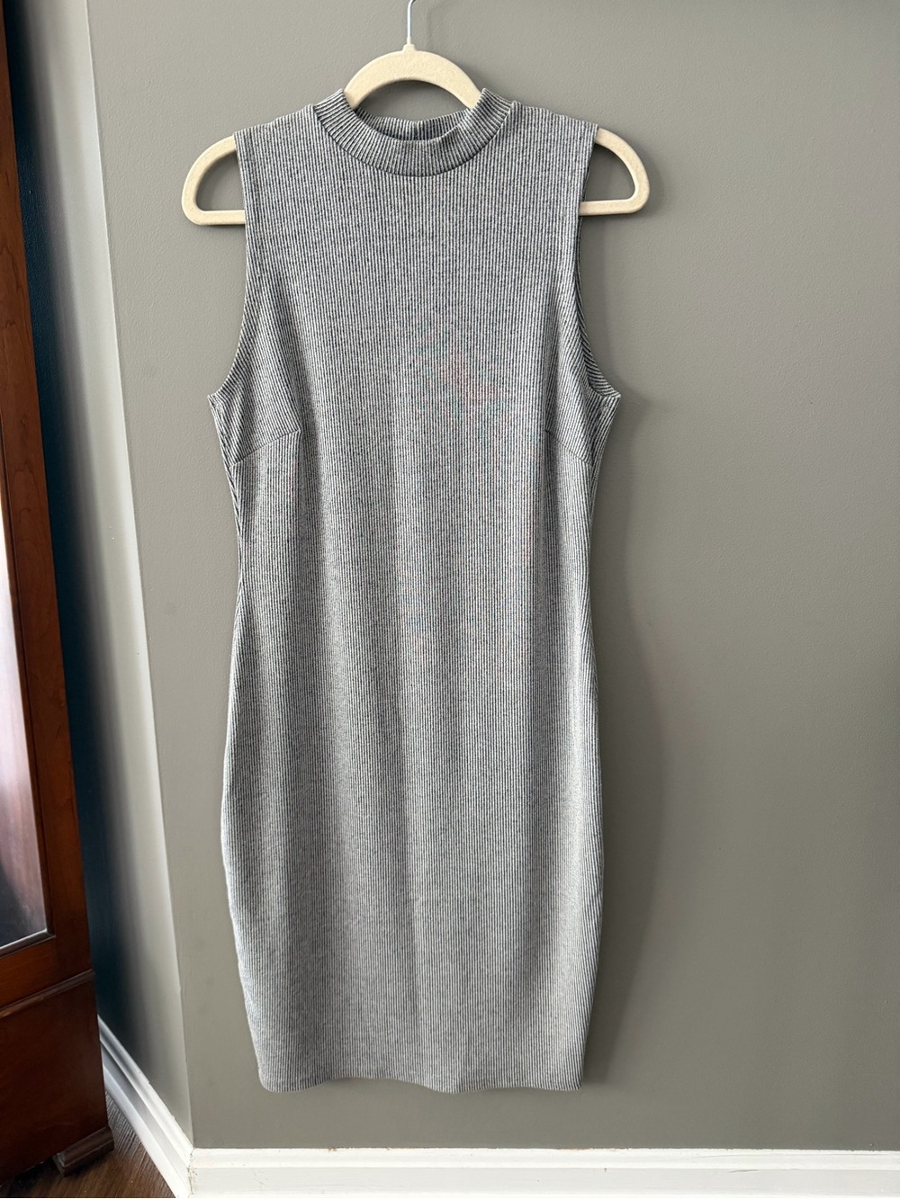 Atmosphere Gray Ribbed Sleeveless Midi Dress